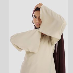 Ensemble coordonné Ba Haya pour femme, col modeste, style moyen-oriental, robe à manches longues, taille élastiquée, longueur complète, infroissable - Product Image 5