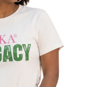 เสื้อยืด AKA White Legacy สำหรับผู้หญิง ลายกราฟิกคลาสสิก คอกลม แขนสั้น เสื้อยืดสไตล์ Sorority แฟชั่นลำลองที่ได้แรงบันดาลใจจากกรีก สำหรับใส่ทุกวัน - Product Image 3
