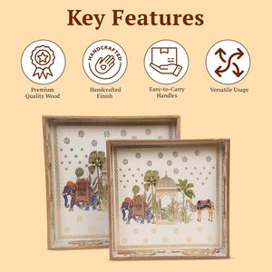 Plateau de service carré en bois au design attrayant, qualité commerciale, pour la décoration de la maison, la salle à manger et la cuisine - Product Image 2