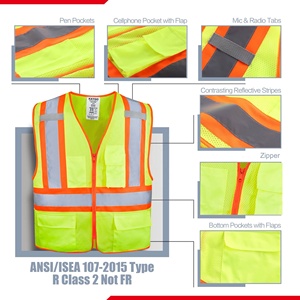 High Visibility Safety Vest Men Reflective Mesh Breathable Summer Casual Outer Wear with Pockets Zipper Closure Green Blue - Product Image 6