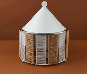 Chauffe-plat décoratif en métal blanc, fait main, de qualité supérieure, pour mariages et événements - Product Image 1