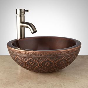 Lavabo de Cobre Refinado de Lujo para Encimera, Lavabo Decorativo Hecho a Mano, Accesorio de Baño, Artesanía Metálica - Product Image 1