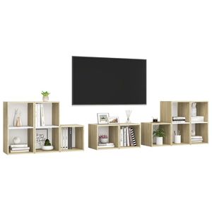 8 pezzi bianco e Sonoma rovere ingegnerizzato TV Set mobile in legno per soggiorno - Product Image 3