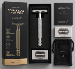 Rasoir de sécurité à double tranchant en acier inoxydable avec manche en bois pour hommes, idéal pour l'extérieur et les salons de coiffure - Product Image 4