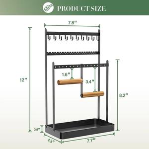 Organizador de Joyas de Dos Niveles con Paneles para Pendientes, Ganchos para Collares, Barras para Pulseras, Bandeja de Almacenamiento Antienredos y Ahorro de Espacio - Product Image 3