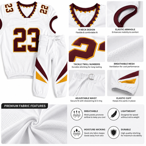 Ensemble d'uniformes de football américain personnalisés 100% polyester antibactérien, séchage rapide, respirant, maillot et pantalon en twill, kit d'équipe USA - Product Image 3