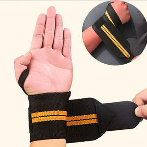 สายรัดข้อมือยืดหยุ่นแบบหนาพิเศษสำหรับออกกำลังกาย ครอสฟิต ยกน้ำหนัก ปรับได้ ระบายอากาศได้ดี พร้อมห่วงสำหรับนิ้วโป้ง - Product Image 1