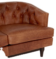 Canapé Chesterfield de style européen moderne en cuir véritable avec revêtement extensible, structure en bois massif, convertible trois places pour salon