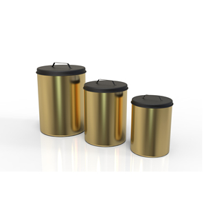 Contenants de stockage alimentaire en métal avec couvercles dorés, hermétiques, pour la conservation de la fraîcheur, ensemble de 3 pièces, design moderne - Product Image 3