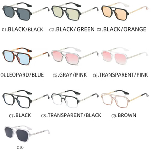 Lunettes de soleil rectangulaires vintage 2025 à double pont, logo personnalisé, tendance et originales - Product Image 4