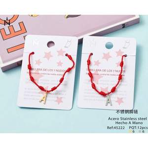 Tobillera de Acero Inoxidable con Nudo de Siete Estrellas y Letra 'A', Accesorio de Moda - Product Image 1