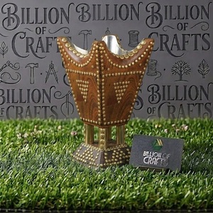 Artisanal Wooden Oud Holder Rustic Arabic <b>Bakhoor</b> <b>Burner</b> With Metal Details Home Aromatherapy Decor - Product Image 3