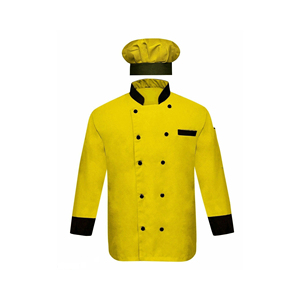 Chaqueta de Chef de Poliéster Amarillo Bordada a Mano con Gorra, Manga Larga, Alta Calidad, Estilo Medieval, para Tienda, Artesanía, Decoración, Arte, Hogar - Product Image 1