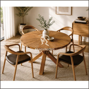 Juego de Mesa de Comedor Redonda Ajustable Moderna con Sillas Ahorradoras de Espacio, Muebles de Comedor de Madera Ideales para Casas de Campo y Apartamentos - Product Image 3