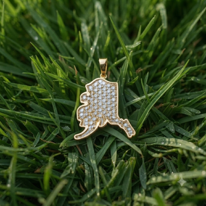 เครื่องประดับแฟชั่นสุดหรู ทองคำแท้ 14K สร้อยคอแผนที่รัฐอะลาสก้าแบบกำหนดเอง ชุบโรเดียม ประดับเพชรโมอิสซาไนต์ - Product Image 6