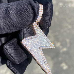 Colgante de Plata 925 con Símbolo Flash Personalizado y Moissanita, Chapado en Oro de Lujo, Joyería Fina Europea Americana para Fiesta HipHop - Product Image 2