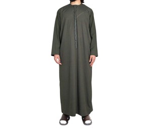 Túnica Árabe para Hombre al por Mayor, Thobe Negro con Cuello con Cremallera y Manga Larga, Jubba Musulmana Tradicional, Ropa Islámica Modesta para Oración - Product Image 4