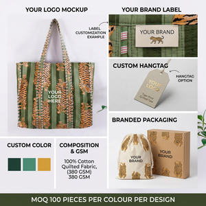 Bolsa de Mano de Lona de Algodón para Mujer, 240 GSM, Estampado Digital de Tigre, Lavable a Máquina, para Marcas de Marca Privada - Product Image 4