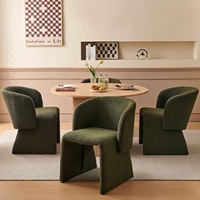 Chaise d'appoint de style moderne verte en fausse fourrure Fauteuils rembourrés de salle à manger tonneau pour la cuisine et le salon