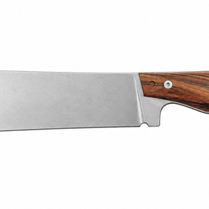 Cuchillos de caza de hoja fija con hoja de punta ancha plateada satinada y mango de madera marrón para acampar al aire libre y bushcraft - Product Image 3
