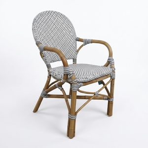 Nouvelle Chaise de Salle à Manger Bistro Moderne Minimaliste Grise et Blanche en Rotin, Fauteuil de Café Français, Sièges de Restaurant, Mobilier d'Extérieur pour Patio - Product Image 1