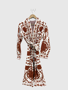 Chaqueta de Terciopelo con Bordado Floral, Cuello Mandarín, Manga Larga, Estilo Prairie Chic, Talla Grande, Ropa de Invierno para Mujer - Product Image 5