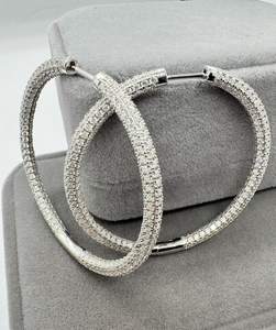 Pendientes de Aro de Moissanita con Eternidad Completa, Plata de Ley 925, Chapados en Oro de 14K, Joyería Fina de Lujo para Mujer, Pendientes de Declaración - Product Image 1