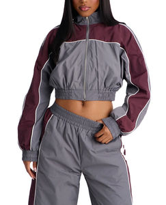 Conjunto Deportivo de Dos Piezas Reversible para Mujer, Resistente al Viento, para Invierno, de Poliéster/Algodón de Alta Elasticidad, Estilo Hip-Hop, con Forro Polar - Product Image 5