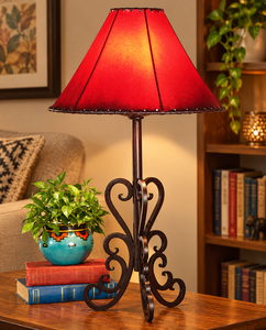 Lampe de table électrique LED moderne en tissu rouge avec support en fer, lampe de lecture de chevet, lumière décorative pour la maison et l'hôtel - Product Image 1