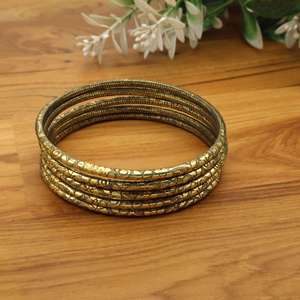 Golden Textured minimalist Bangles Vintage Style Stackable <b>Bracelets</b> Bohemian Jewelry, Minimalist Everyday Wrist Jewelry Gift - Product Image 2