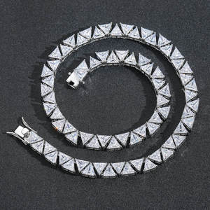 Elegant Solid White <b>Gold</b> Fine Jewelry Luxury Full Eternity Triangle Cut Set VVS Lab Grown Diamond Tennis <b>Chain</b> - Product Image 5