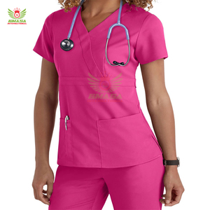 Custom Embroidery Short Sleeve <b>Nursing</b> <b>Scrub</b> Uniforms Sets Breathable Hospital Uniforms Casual Medical <b>Scrubs</b> For Women Pakistan - Product Image 5