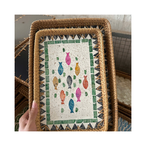 Bandeja de Ratán Artesanal Vietnamita para Mercados Internacionales de Decoración del Hogar - Product Image 1