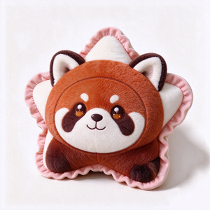 Peluche personnalisée mignonne en forme de loutre marron avec bordure à volants étoilés roses, jouet en peluche doux - Product Image 3