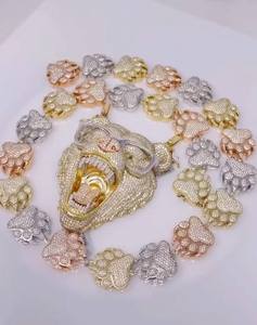 <b>Iced</b> <b>Out</b> Gorilla Pendant Necklace Moissanite Paw <b>Chain</b> Custom 925 Silver Gold Plated Party Jewelry - Product Image 1