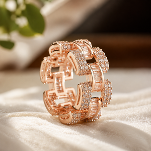Anillo de Diamantes Baguette y Redondos con Incrustaciones de Moissanita, Unisex, Anillo de Boda de Eternidad Completa, Oro Amarillo Vermeil de 18K, Joyería de Compromiso - Product Image 4