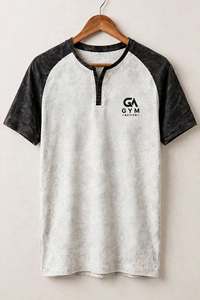 GYM ACTIVE <b>Raglan</b> <b>Sleeve</b> Casual <b>T</b>-<b>Shirt</b> Slim Fit Breathable Knitted Summer Men's Casual Golf for <b>T</b>-<b>Shirts</b> Washed Stand Collar - Product Image 3