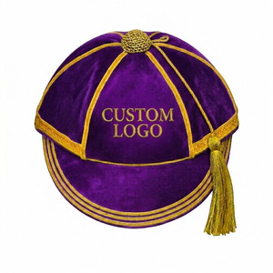 2026 Custom Logo Solid Embroidered <b>Purple</b> Velvet <b>Hat</b> Gold Trim Tassel Adjustable Unisex Four Seasons Sporty Presentation Honours - Product Image 1