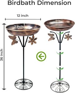 Baño para Pájaros de Metal Vintage Más Vendido, con Material Resistente, para Decoración de Jardín y Experiencia de Alimentación de Aves - Product Image 2