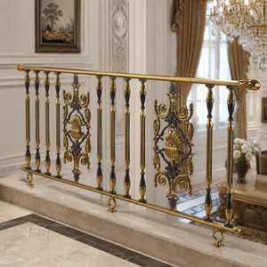 Luxury Antique Gold Bronze Metal Balustrade <b>Railing</b> Ornate Stair Handrail for Villa Interior Balcony Design - Product Image 3