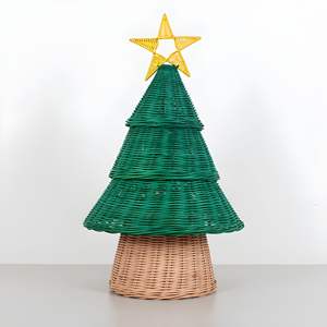 Meilleur choix festival vacances approvisionnement décoration de noël rotin pins verts avec noel arbre topper ornements - Product Image 1