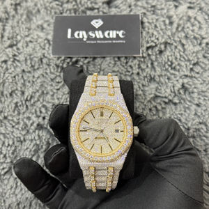 Reloj de Lujo para Hombre, de Acero Inoxidable con Incrustaciones de Diamantes, Cristal VVS Moissanite, Resistente al Agua 10m, 42mm, Cuarzo, Elegante - Product Image 1