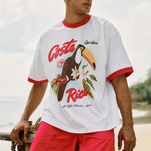 New Arrival Summer Streetwear Classic Costa Rica Printed T-Shirts for Men's Red Color Crew & Hem Regular Fit Cotton <b>Tees</b> - Product Image 3