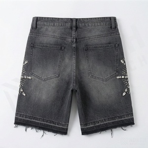 Men Summer Premium Workout Style <b>Shorts</b> Denim High Quality Low Rate Quick Dry Rhinestone Casual Fashion Streetwear <b>Trousers</b> - Product Image 2