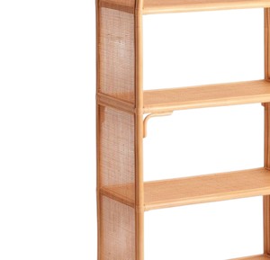 Handmade Natural Rattan Shelving Arched Top <b>Storage</b> Rack <b>Wicker</b> Tall Bookcase Mesh Back Display <b>Unit</b> - Product Image 2
