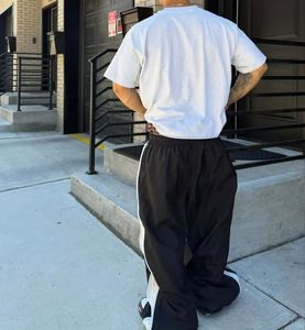 High Street Men's Oversized Wide Leg <b>Track</b> Pants Side Stripe Baggy Joggers Loose Fit Streetwear Hip Hop Casual Sport <b>Trousers</b> - Product Image 4