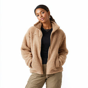 Oversized Sherpa Jacket Women Zipper Stand Collar Sherpa Fleece <b>Coat</b> Ladies Loose Fit Winter Warm Up Sherpa Jackets Women's - Product Image 5