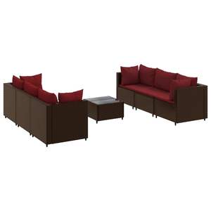 Ensemble de 6 meubles de jardin en marron et rouge cannelle pour patio - Product Image 2