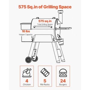 575 elettrica esterna Sq.in barbecue griglia a Pellet di legno Grill fumatore-mirata per uso esterno - Product Image 4
