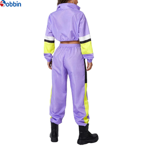 Hot Selling Custom Polyester Color Block Half Zip Jacket & Jogger Pants Outfits <b>Women</b> <b>Windbreaker</b> Tracksuit Sweatsuit 2 Pcs Set - Product Image 2